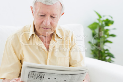 Elderly calm man reading newspapers