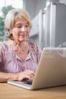 Mature woman using her laptop