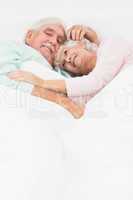 Elderly couple having a cuddle