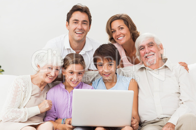 Multi-generation family on couch