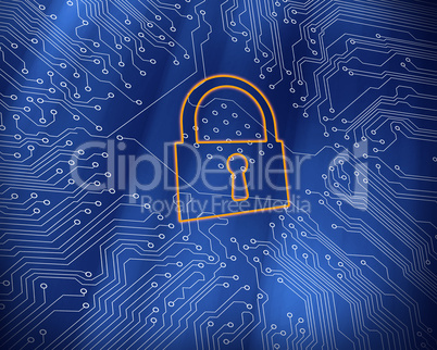Blue technology background with lock graphic