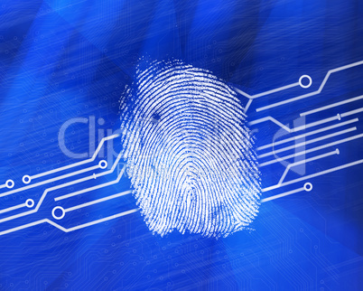 Fingerprint on digital blue background