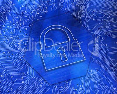Lock graphic on blue background