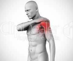 Highlighted shoulder pain of human figure