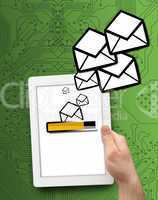 Digital tablet sending emails