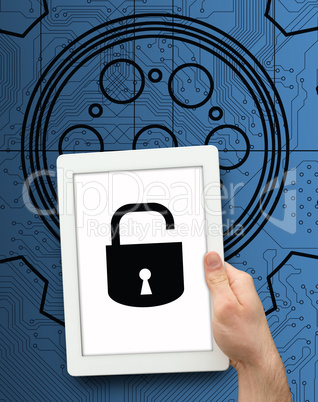 Tablet showing lock graphic