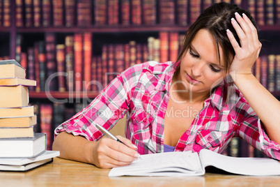 Student working in library