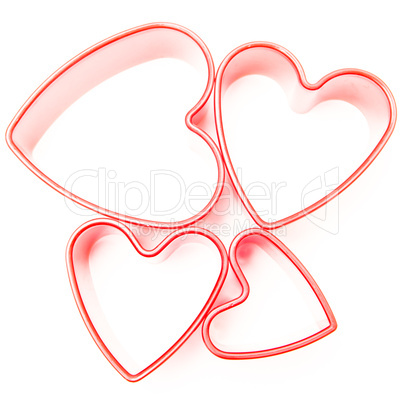 Four heart cookie cutters