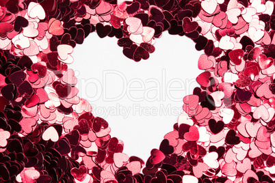 Inverted heart shape in confetti