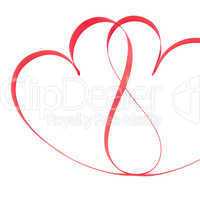 Pink ribbon in heart shapes