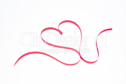 Decorative ribbon shaped into a heart
