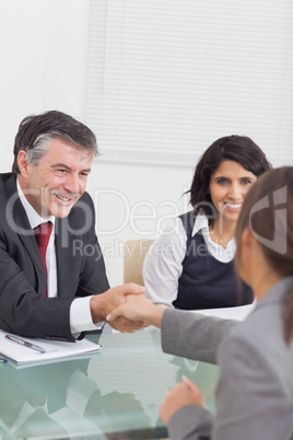 Two business people shaking hands