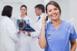 Nurse calling with her team