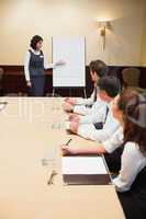 Businesswoman giving presentation