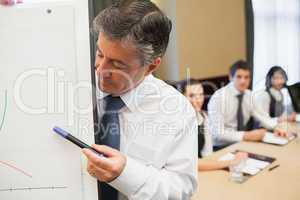 Businessman looking at his presentation