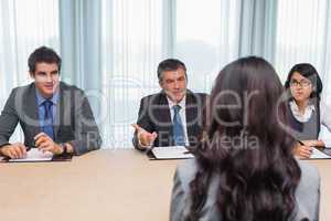 Interviewer asking woman a question