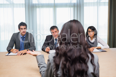 Woman being interviewed for new job