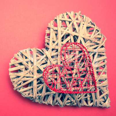 Wicker heart ornament with heart shaped box