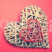 Wicker heart ornament with heart shaped box
