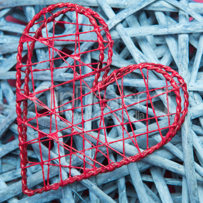 Heart shaped box on blue wicker