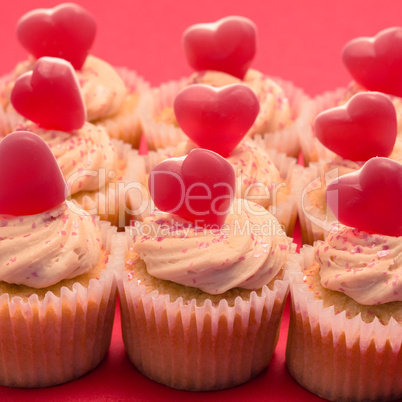 Valentines cupcakes with love hearts