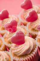 Close up of valentines cupcakes