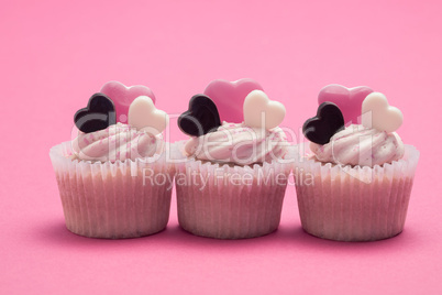 Three valentines day cupcakes