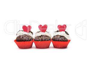 Three chocolate valentines cupcake