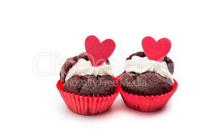 Two chocolate valentines cupcakes