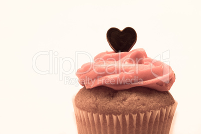 Valentines cupcake with pink icing