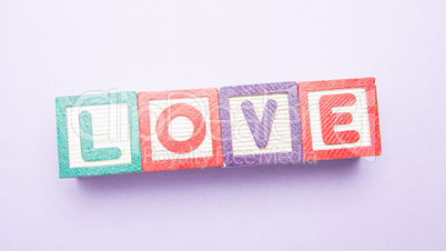 Building blocks spelling out love