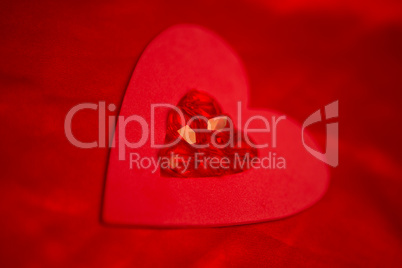 Rubies and paper red heart