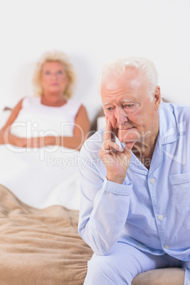 Upset old couple