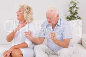 Elderly couple quarrelling
