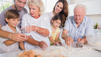 Multi-generation family baking together