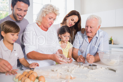 Happy family baking together