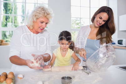 Multi-generation family women baking together