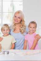 Blonde smiling family at the camera