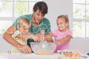 Children mixing the dough