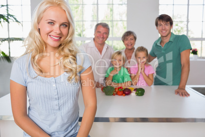 Portrait of mother with her family