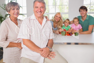 Portrait of grandparents with their family