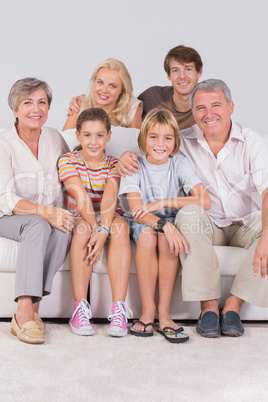 Family portrait looking at camera