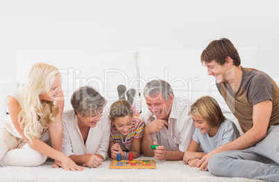 Family playing board games