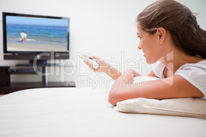 Woman watching television