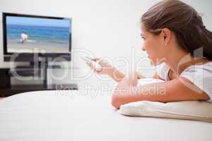 Woman watching television