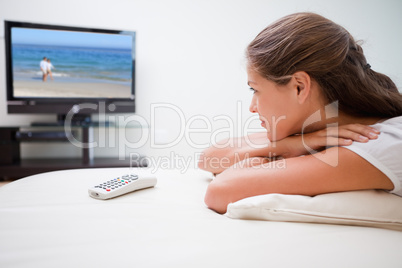 Woman watching a movie