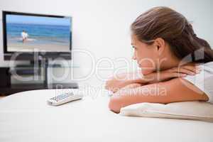 Woman watching a movie