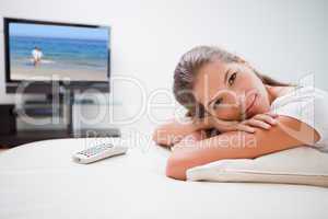 Woman relaxing in front of the television