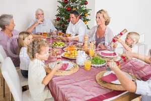 Family having christmas dinner