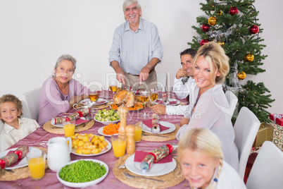 Happy family at christmas dinner